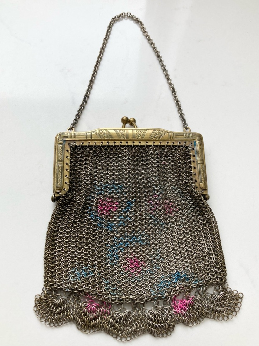 Antique Victorian/Art Nouveau Metal Mesh Coin Purse - Picture 2 of 4
